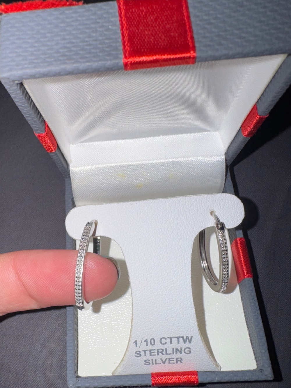 Sterling Silver Pave Hoop Earrings - White